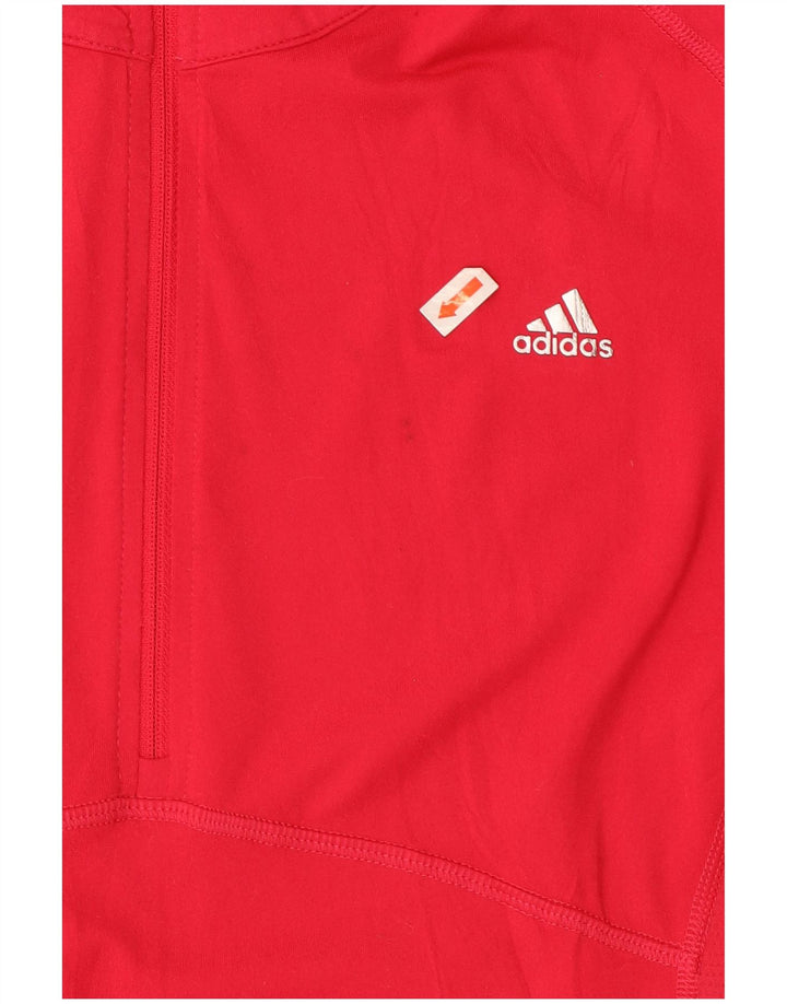 ADIDAS Damen Climalite Zip Neck Pullover Trainingsanzug Top UK 20/22 XL Rot