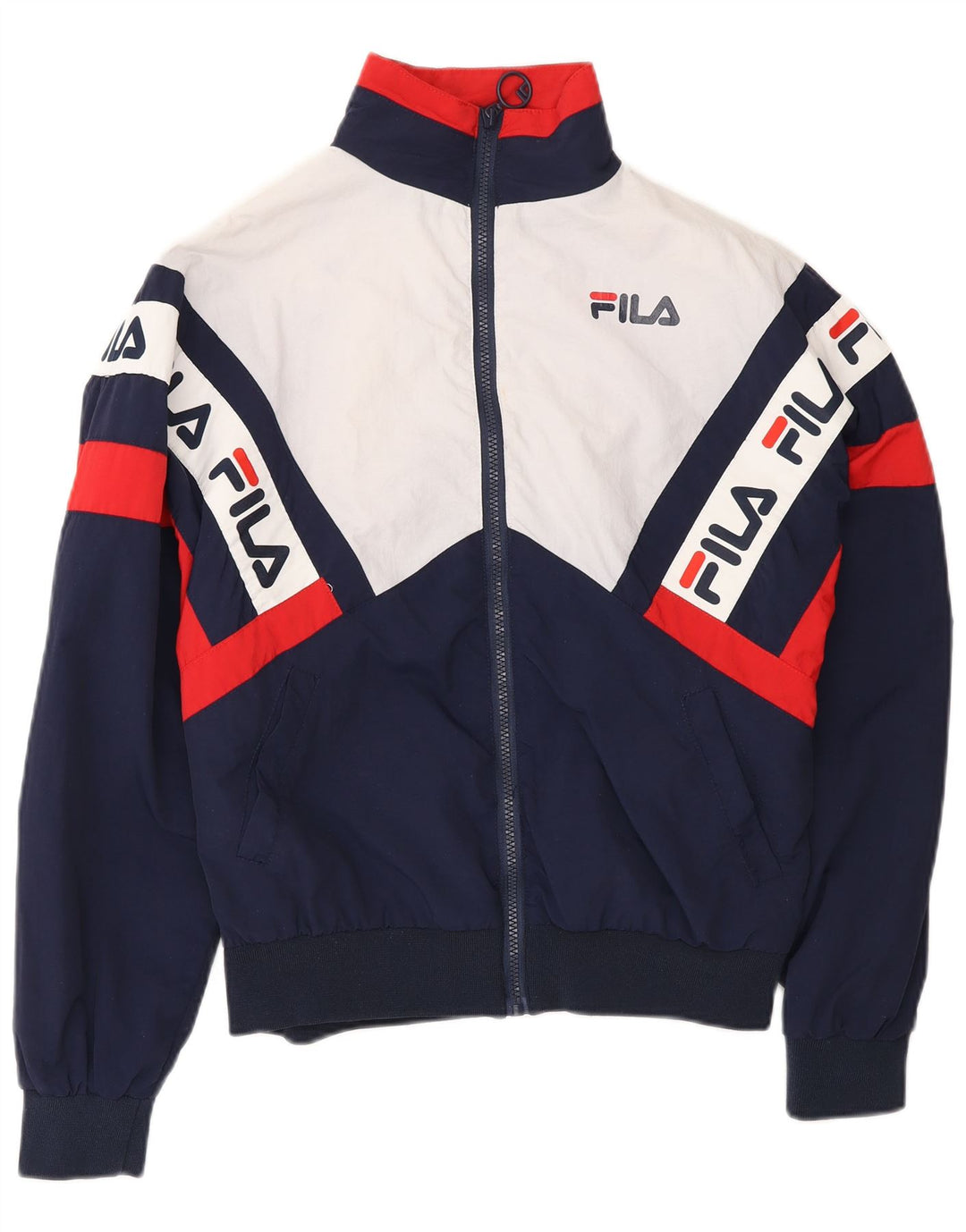 FILA Damen-Trainingsanzug-Oberteil, übergroß, Jacke, UK 6, XS, Marineblau, Farbblock