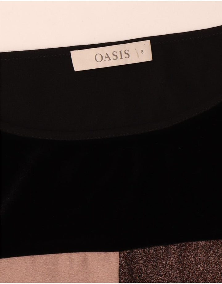 Oasis Damen-Blusenoberteil, UK-Gr. 8, S, Schwarz, Colourblock-Polyester