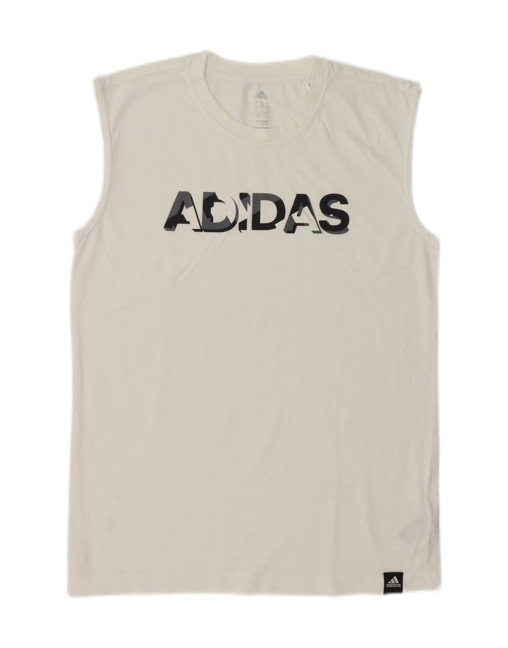 ADIDAS Mens Climalite Graphic Vest Top Small White Cotton Vintage Adidas and Second-Hand Adidas from Messina Hembry 