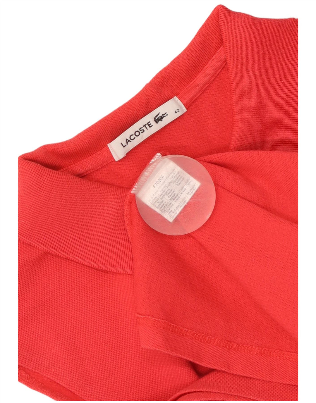 LACOSTE Damen ärmelloses Poloshirt, Größe 42, große rote Baumwolle