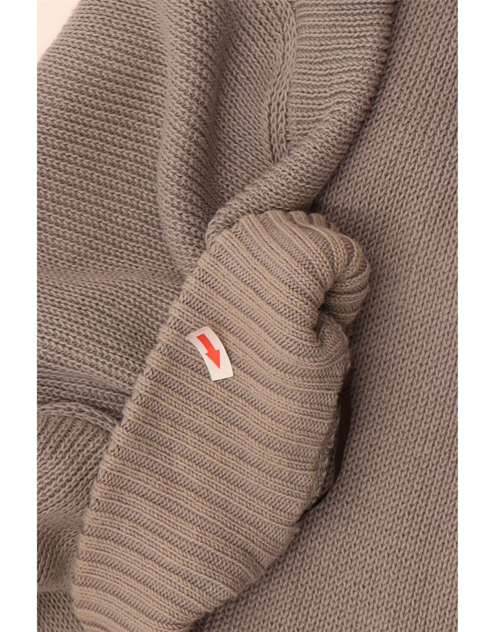 Reiss Herren-Pullover mit Knopfkragen, XL, graue Baumwolle