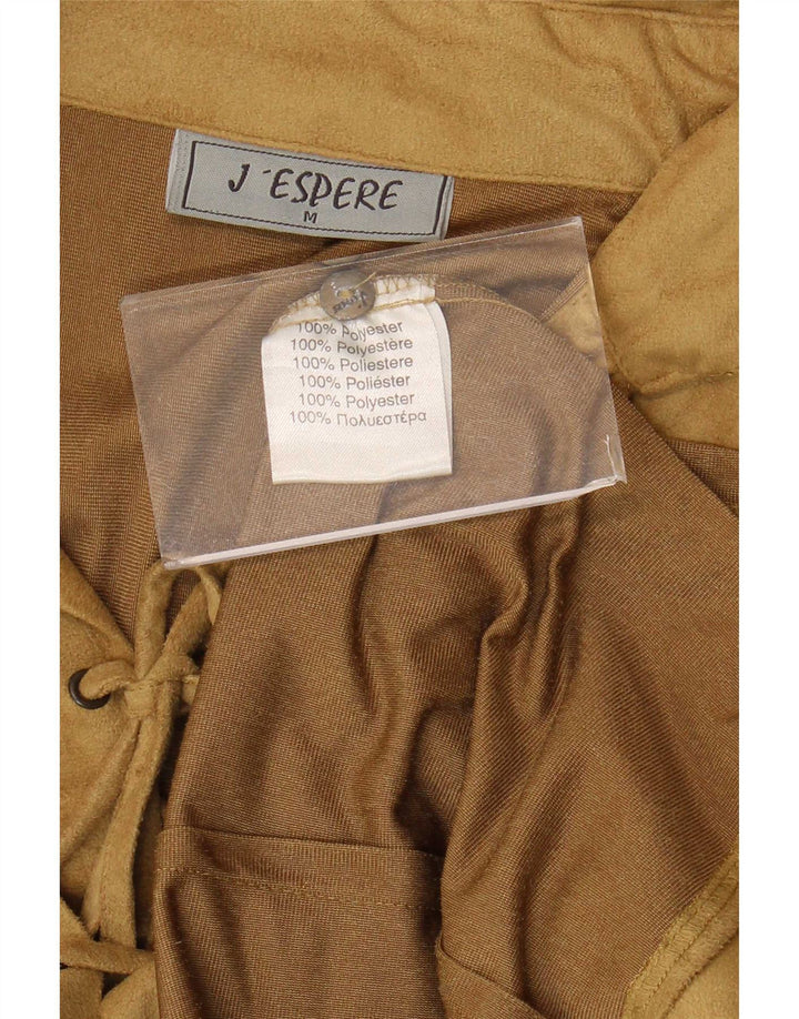 Vintage Damen Pullover Hemdbluse UK 14 Mittelbraunes Polyester