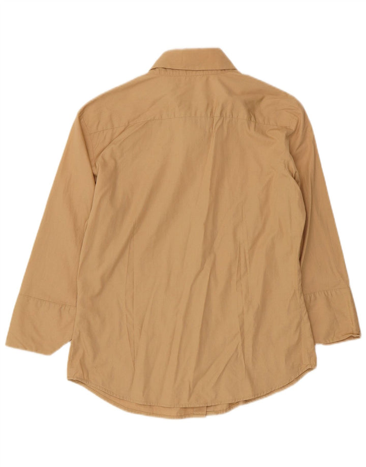 Benetton Damen-Hemd mit 3/4-Ärmeln, UK-Größe 10, Größe S, Beige, Baumwolle