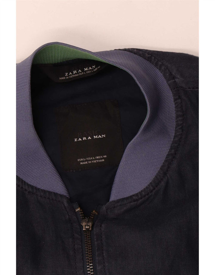 Zara Herren Bomberjacke UK 40 Large Marineblau