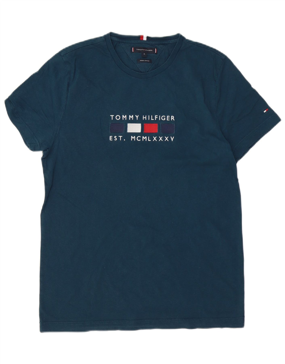 TOMMY HILFIGER Herren Grafik T-Shirt Top Medium Marineblau Baumwolle