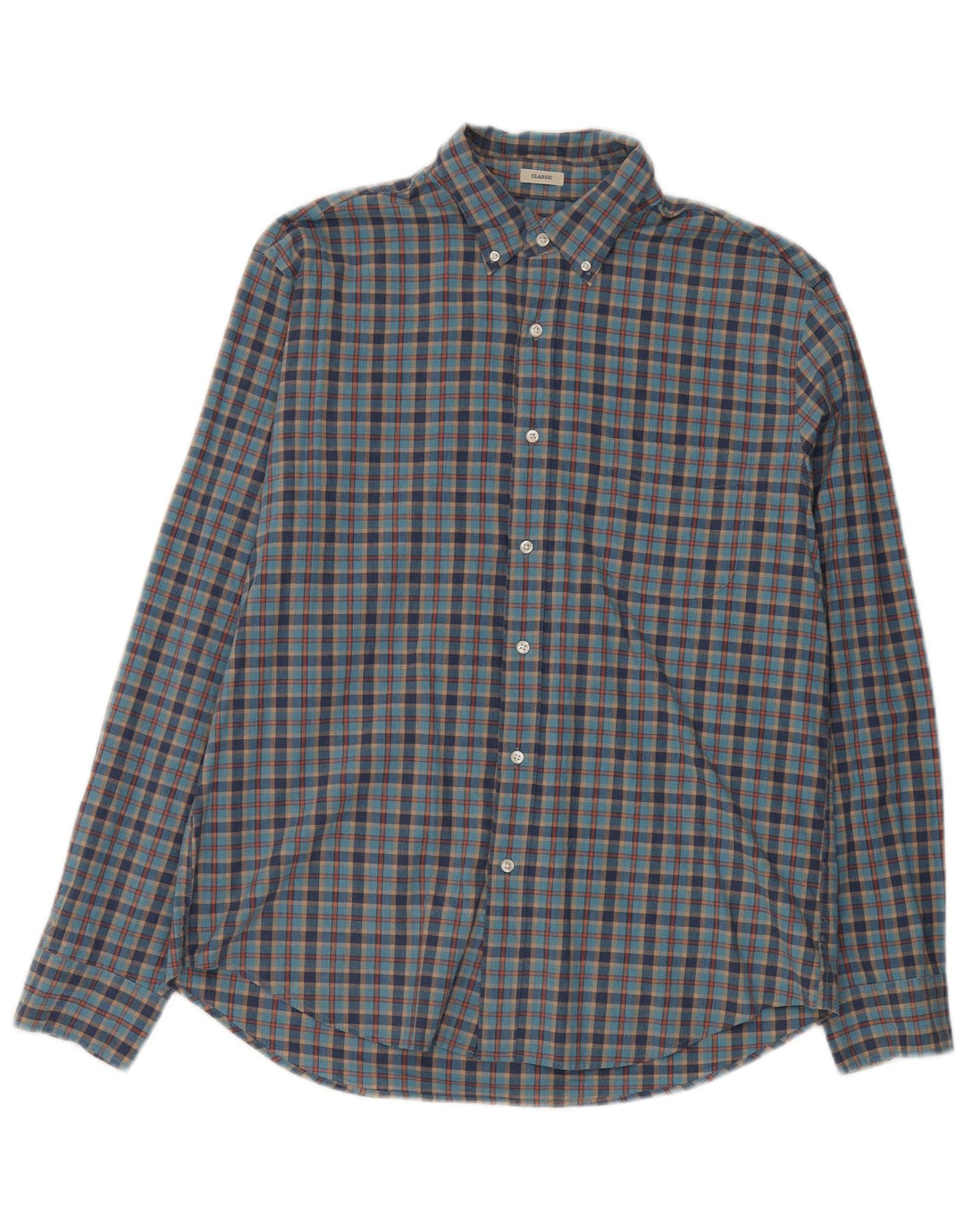 J. Crew Herren-Hemd mit klassischer Passform, groß, blau kariert, Baumwolle