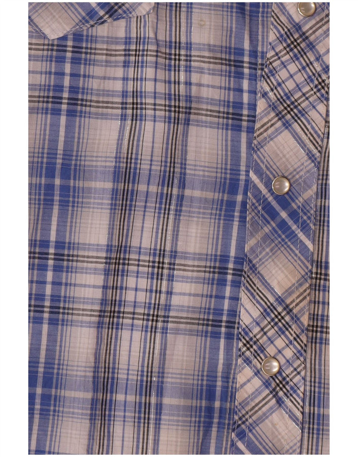 Wrangler Herren Western-Kurzarmhemd XL, blau kariert