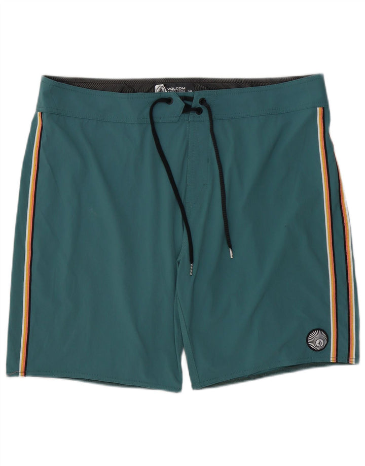 Volcom Herren Badeshorts XL Grün gestreift