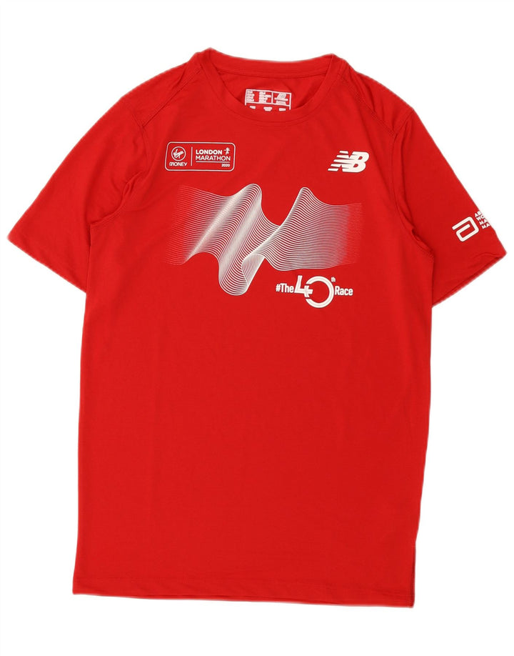 New Balance Herren Grafik T-Shirt Top XS Rot Polyester