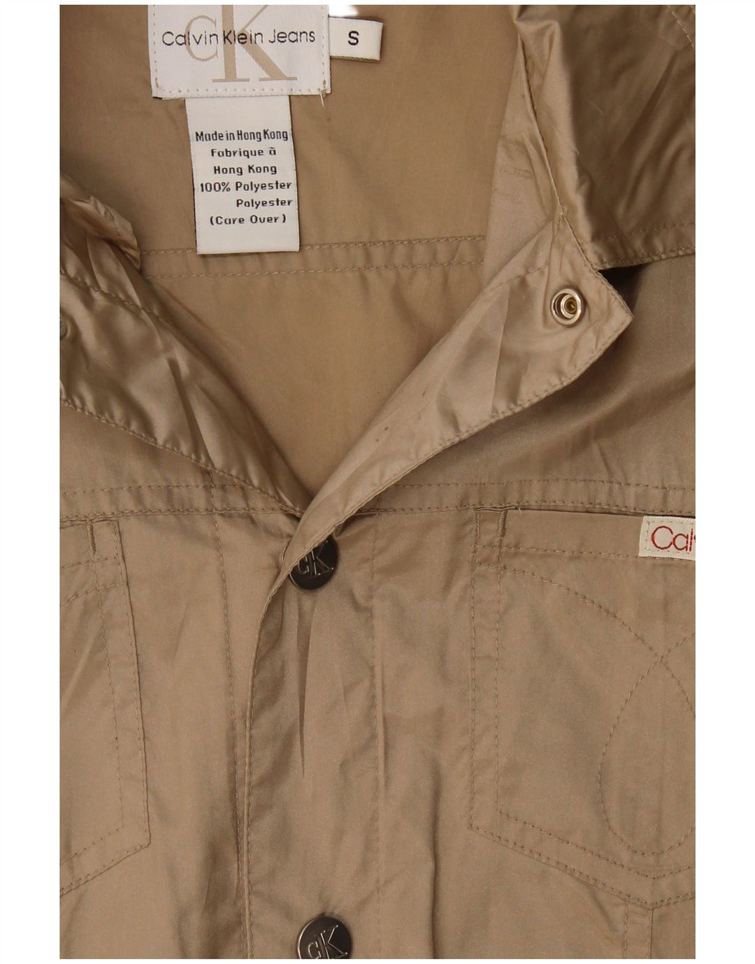 Calvin Klein Jeans Herren Bomberjacke Small Beige Polyester