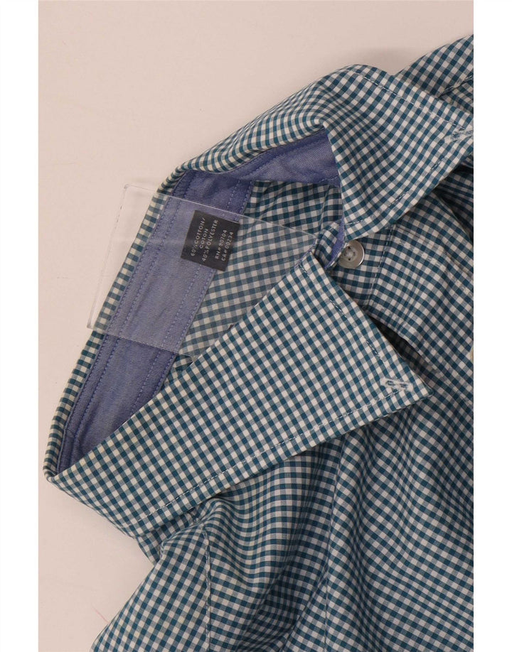 Nautica Herrenhemd, Größe 16 1/2, große blaue Gingham-Baumwolle