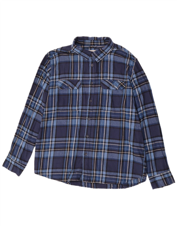 Mountain Warehouse Herren-Flanellhemd 3XL aus blau karierter Baumwolle