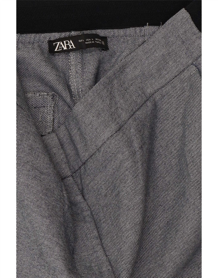 Zara Damen Capri-Hose, Größe L, W30, L23, Blau, Polyester