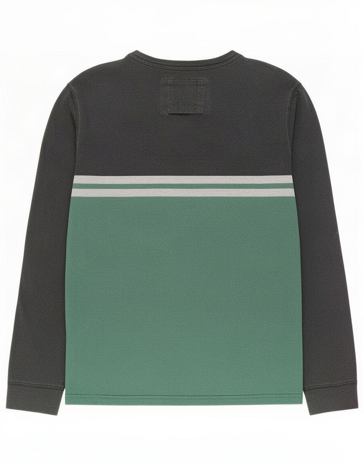 Fat Face Herren-Oberteil, langärmelig, klein, Grau, Colourblock-Baumwolle