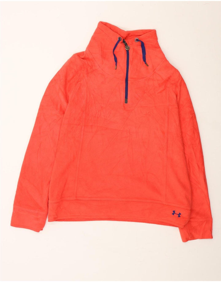 UNDER ARMOUR Womens Zip Neck Fleece Jumper UK 16 Large Orange Polyester Vintage Under Armour and Second-Hand Under Armour from Messina Hembry 