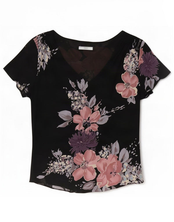 Marks & Spencer Damen-Blusenoberteil, UK-Größe 46, Größe L, schwarz, geblümt, Polyester