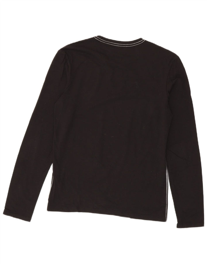 Guess Herren-Top mit Grafik, langärmlig, klein, aus schwarzer Baumwolle