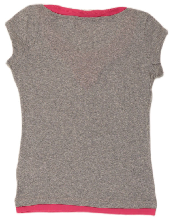 Champion Womens Heritage Fit T-Shirt Top UK 12 Mittelgrau Farbblock