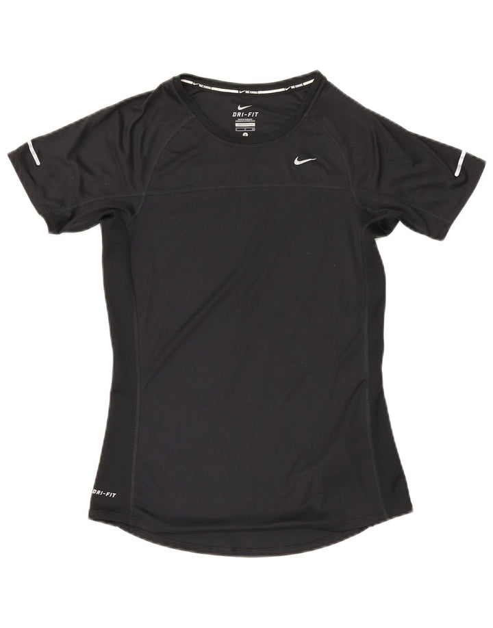Nike Damen Dri Fit T-Shirt Top UK 10 Small Schwarz Polyester