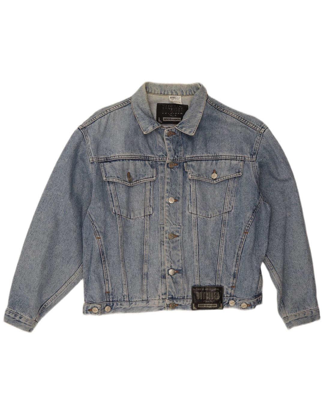 Outsider Herren-Jeansjacke, UK 40, große blaue Baumwolle