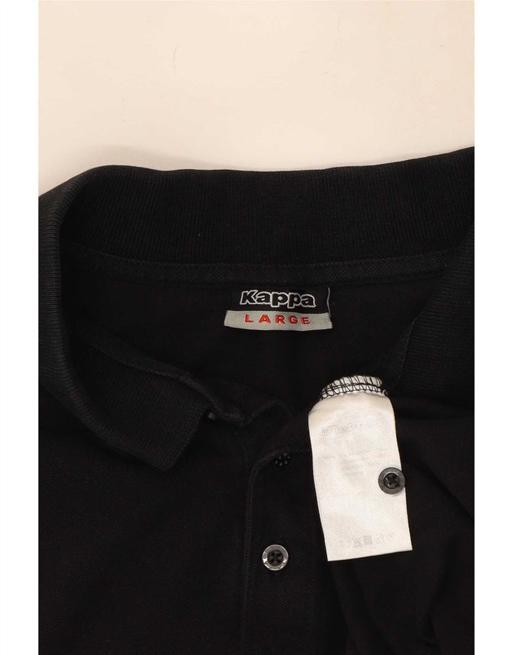 Kappa Herren-Poloshirt, groß, schwarze Baumwolle