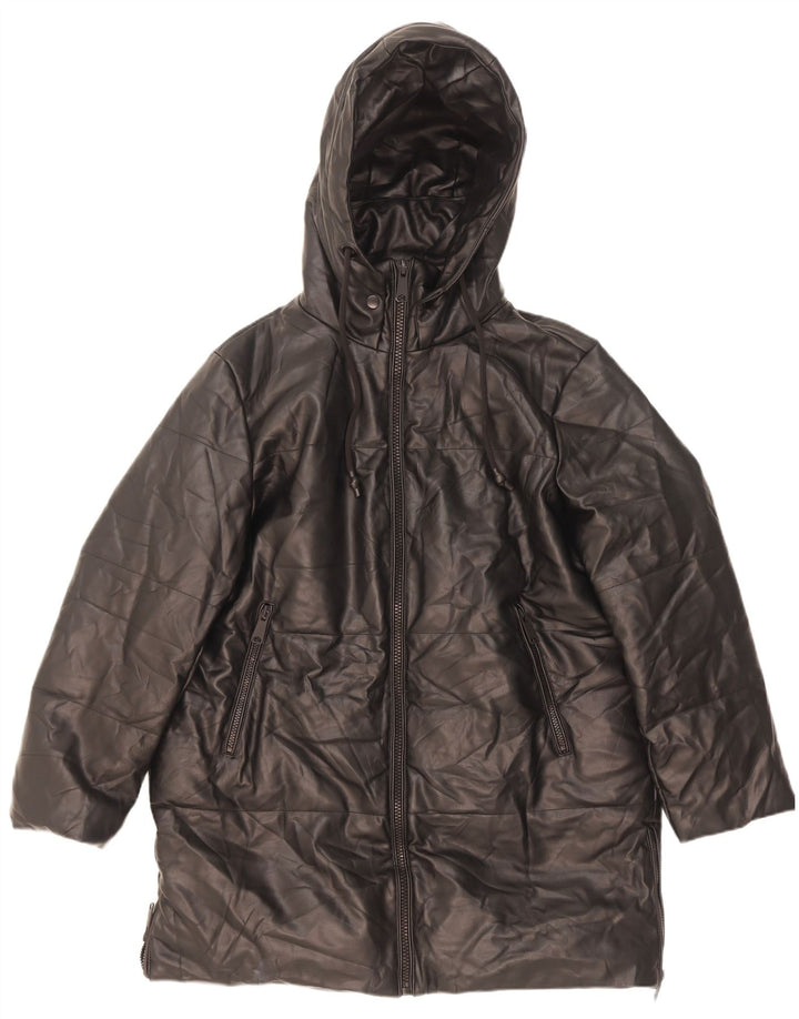 Zara Herren-Übergröße, gepolsterter Mantel mit Kapuze, Mittelschwarzes Polyester