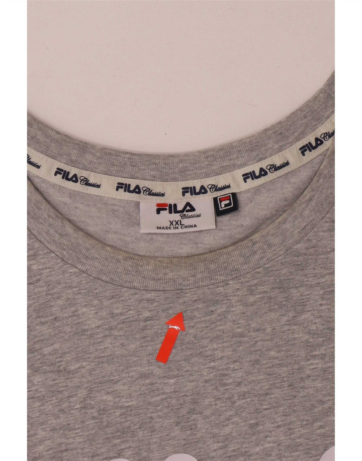 Fila Herren Grafik T-Shirt Top 2XL Grau meliert Baumwolle