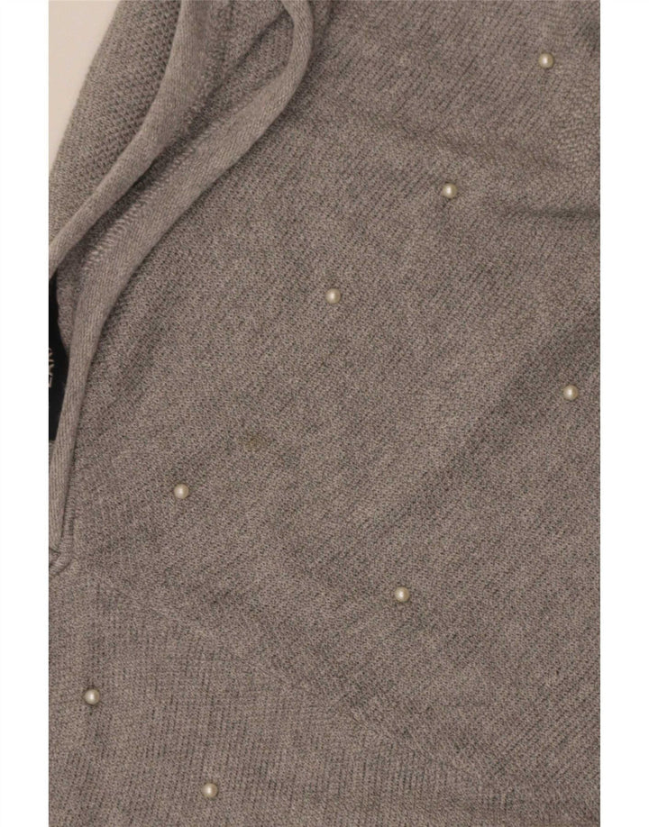 Zara Womens Oversized V-Neck Jumper Sweater UK 14 Medium Grey