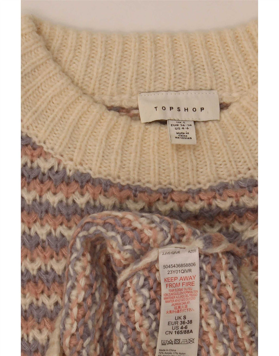 Topshop Damen Crop Rollkragenpullover Pullover UK 10 Small Mehrfarbig