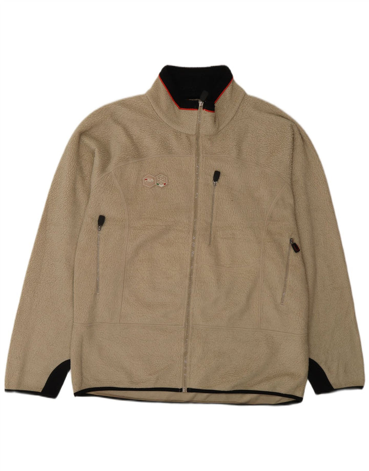 Fila Herren Fleecejacke UK 44 2XL Beige Colourblock Polyester