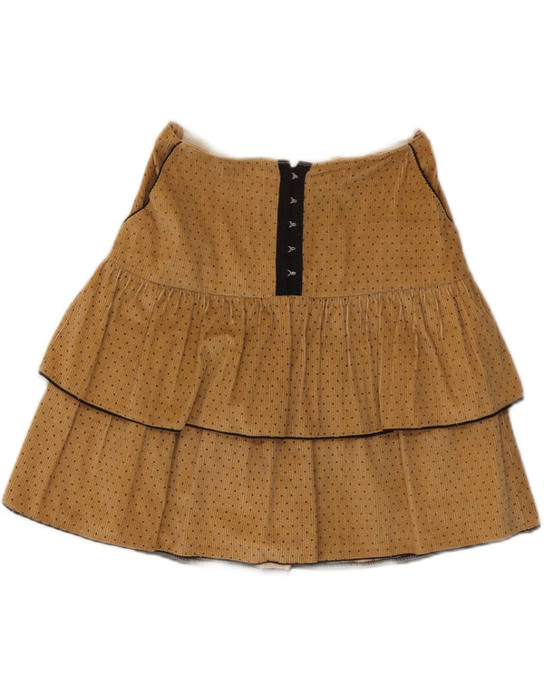 VINTAGE Damen Cord-Stufenrock W25 XS Braun gefleckt