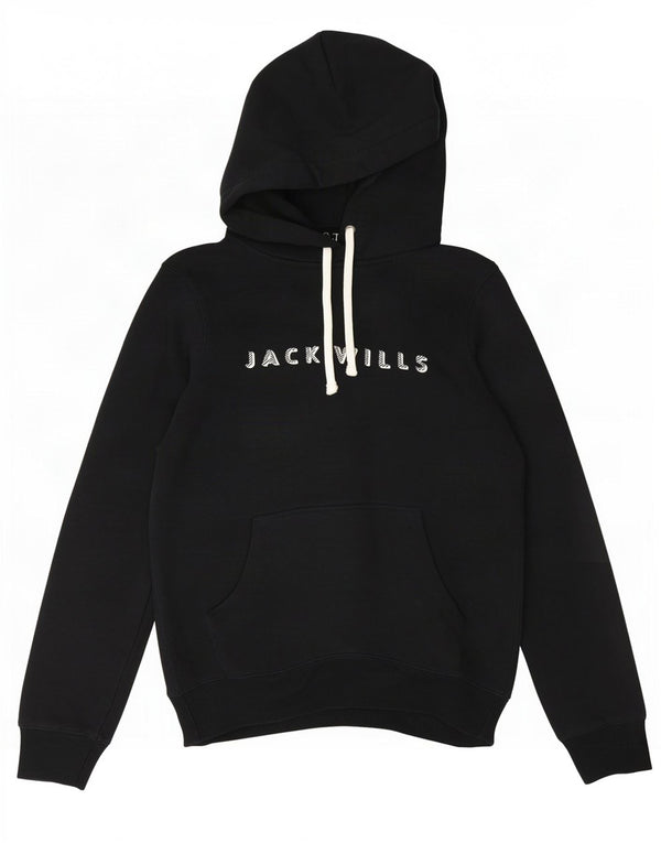 Jack Wills Damen-Pullover mit grafischem Kapuzenpullover, Gr. 8, Größe S, Schwarz, Baumwolle