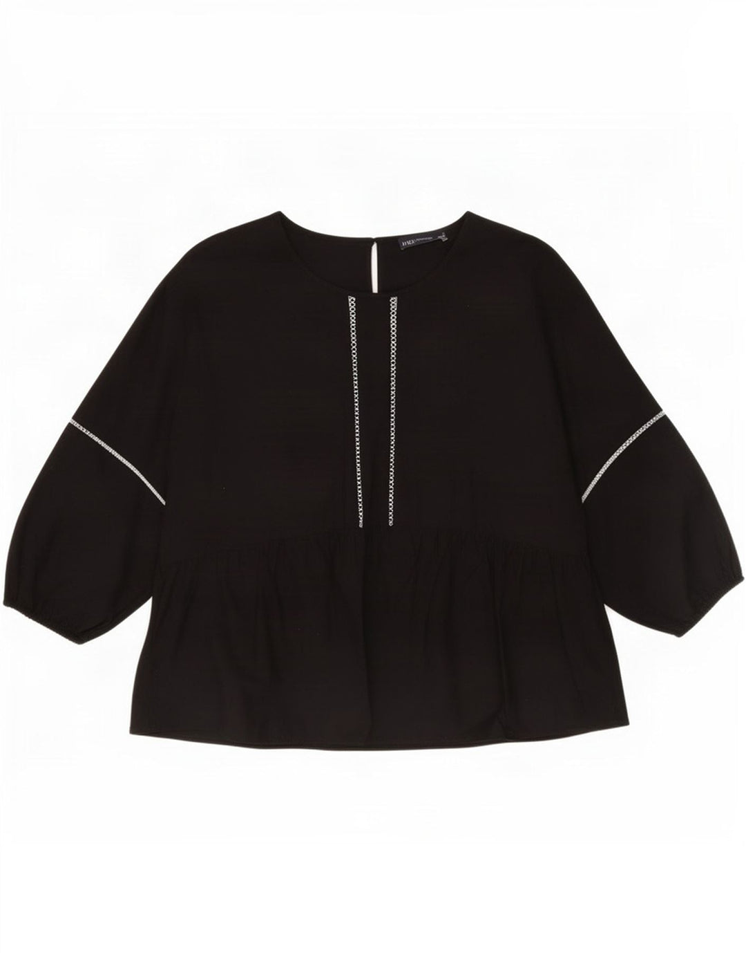 Marks & Spencer Damen Langarm-Blusenoberteil UK 12 Mittelschwarze Baumwolle