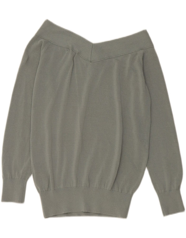 Reiss Damen Schulterfreier Pullover UK 14 Mittelgrüne Viskose