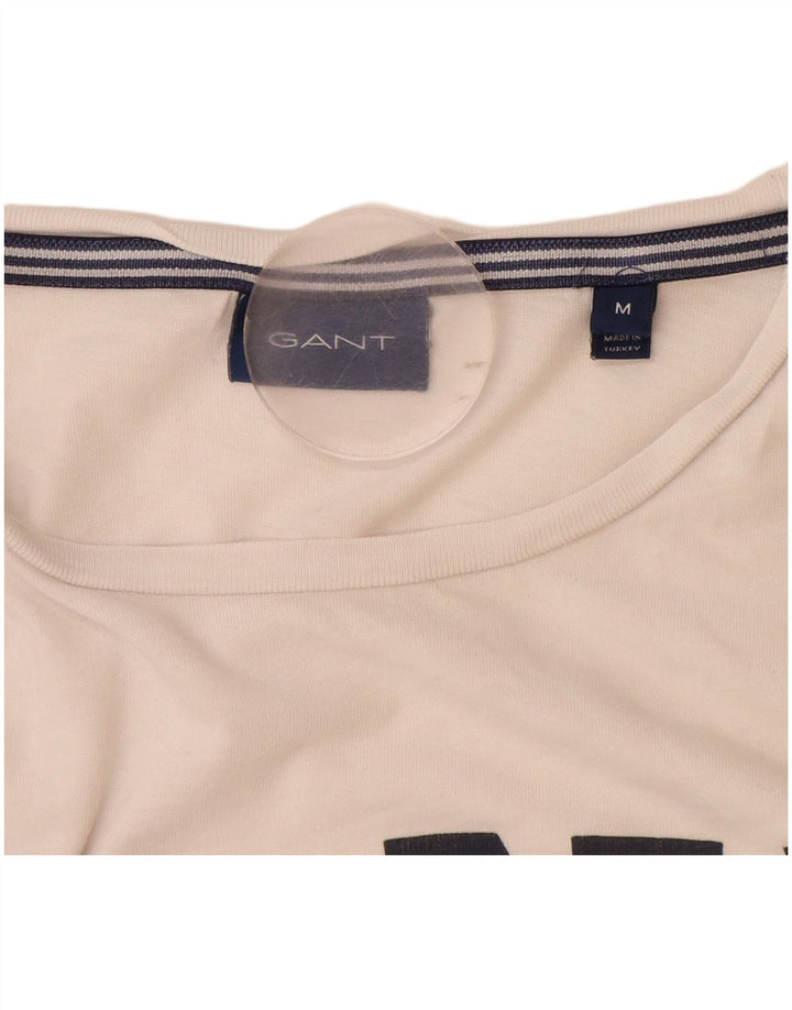 Gant Damen Grafik-T-Shirt-Oberteil UK 14 Mittelweiße Baumwolle