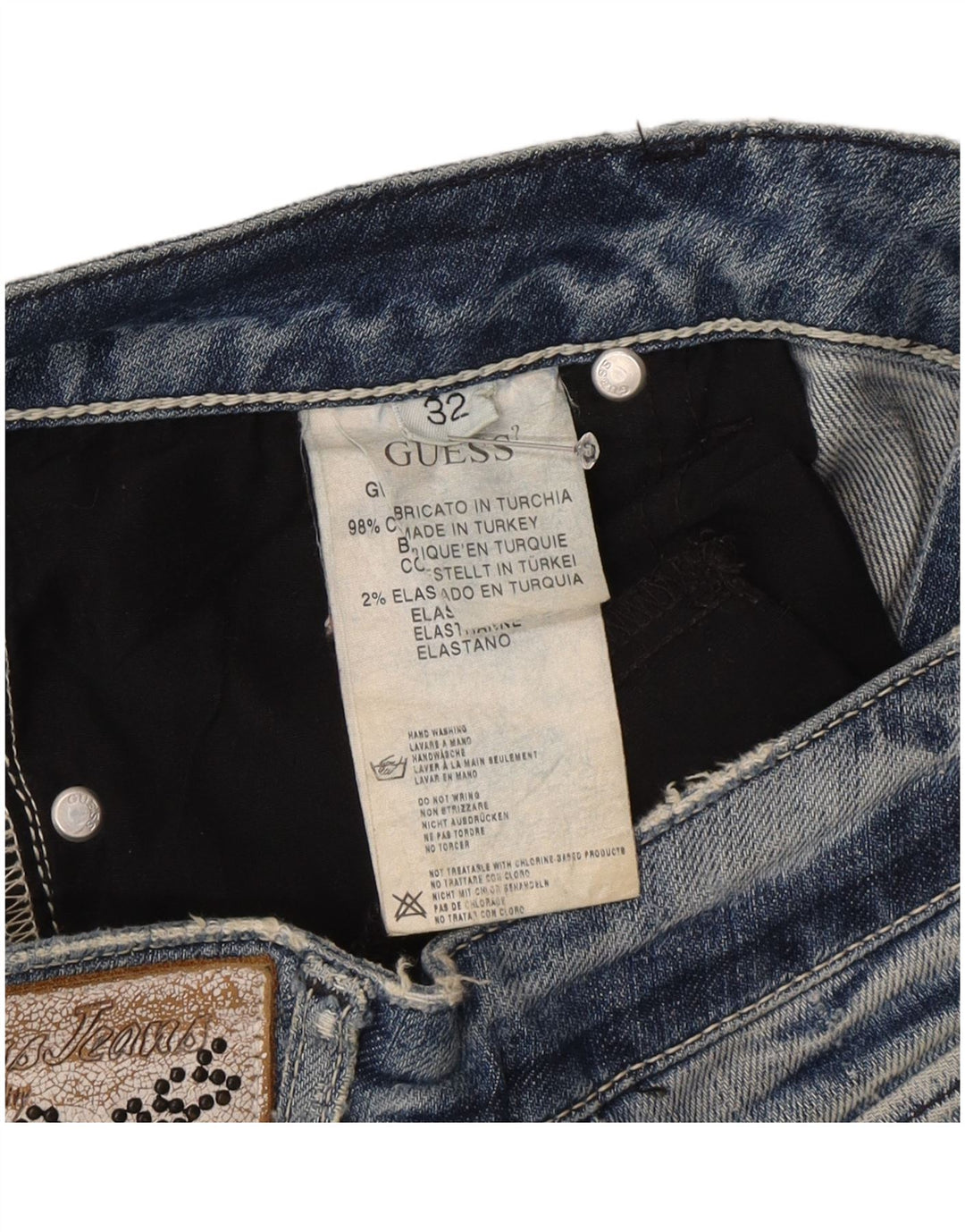 Guess Damen Straight Jeans W32 L27 Blaue Baumwolle