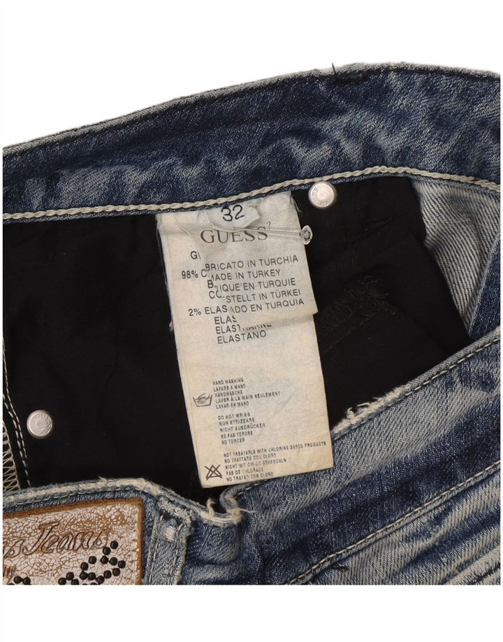 Guess Damen Straight Jeans W32 L27 Blaue Baumwolle