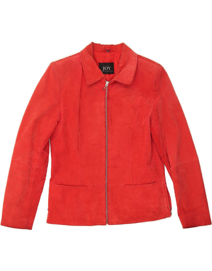 JOY Womens Suede Jacket EU 36 Small Red Leather Vintage Joy and Second-Hand Joy from Messina Hembry 