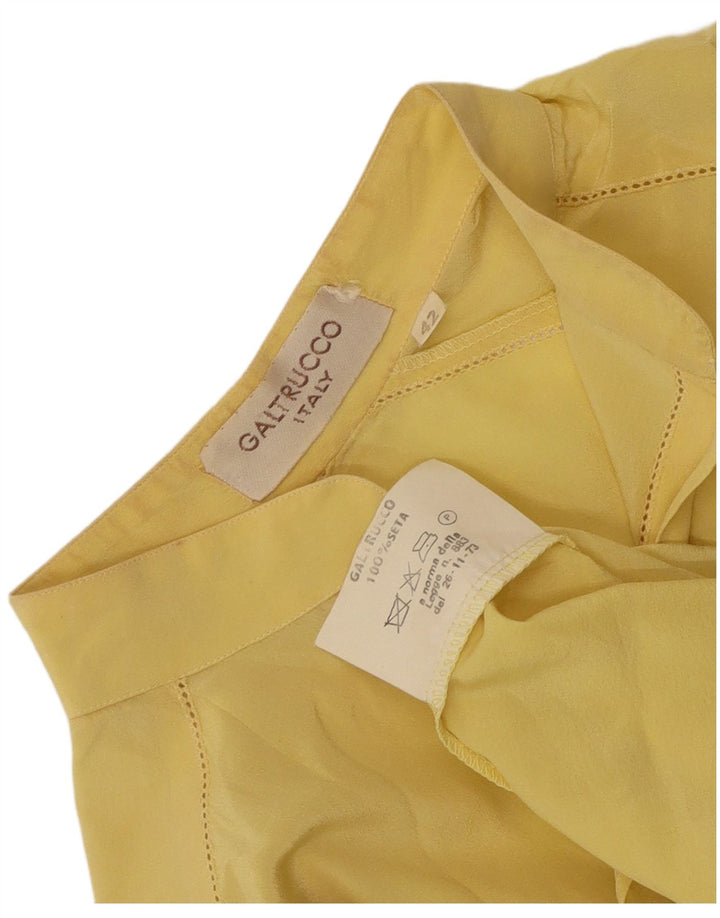 Galtrucco Damen Pullover-Hemdbluse IT 42 Mittelgelbe Seide