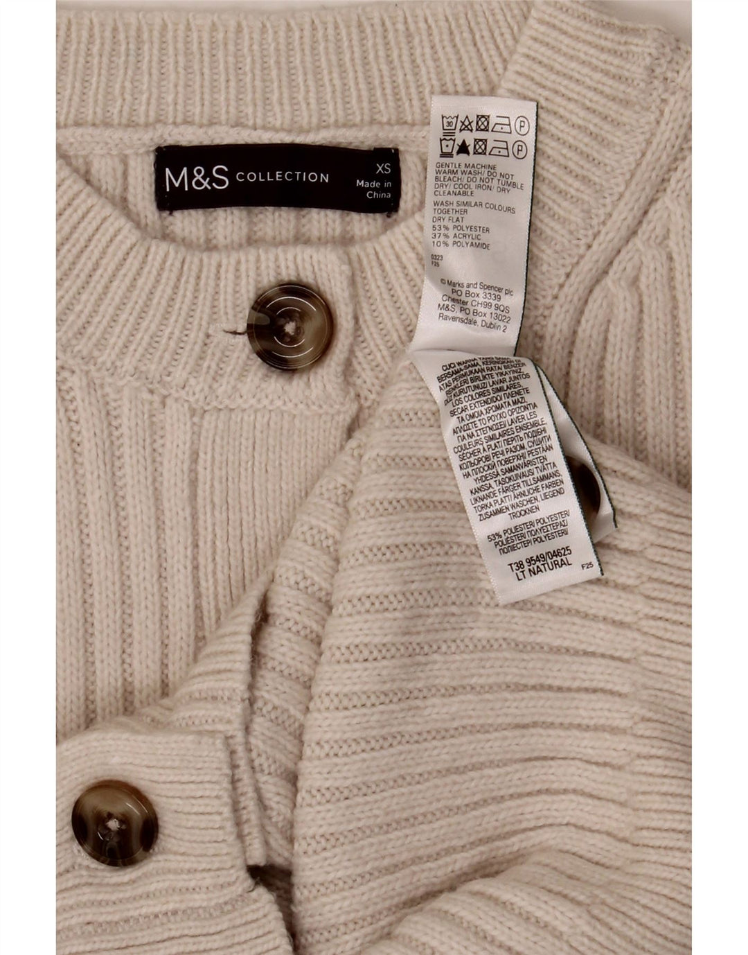 Marks & Spencer Damen-Cardigan-Pullover UK 6 XS Weiß Polyester