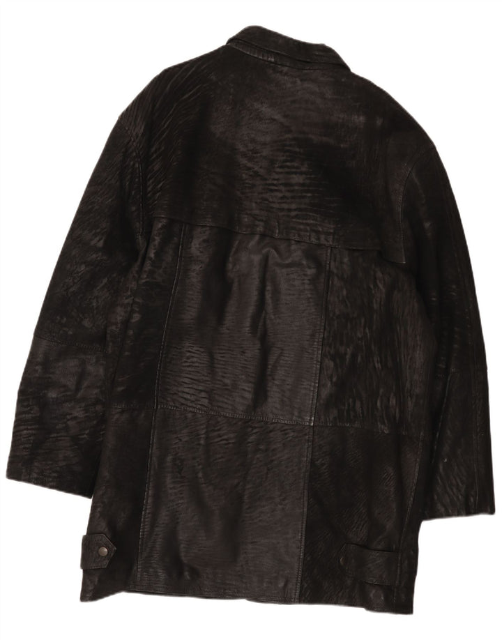 Carlo Santini Herren Ledermantel UK 44 2XL Schwarzes Leder