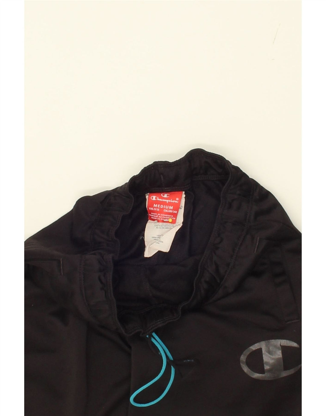 CHAMPION Boys Tracksuit Trousers Joggers 9-10 Years Medium Black Polyester Vintage Champion and Second-Hand Champion from Messina Hembry 