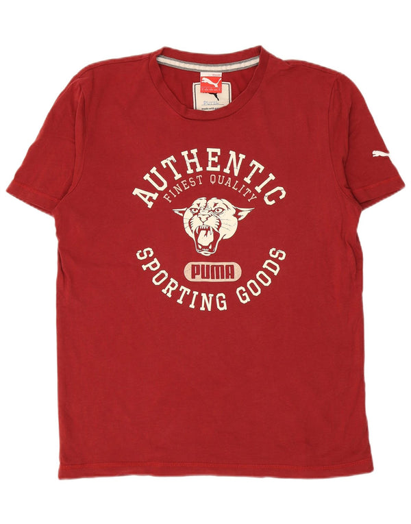 PUMA Herren Grafik-T-Shirt-Oberteil aus mittelroter Baumwolle