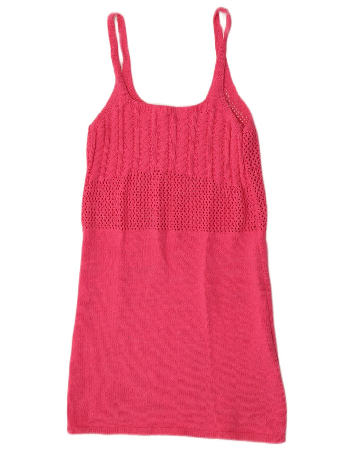 Zara Damen Strick-Sommerkleid UK 12 Mittelrosa Polyester