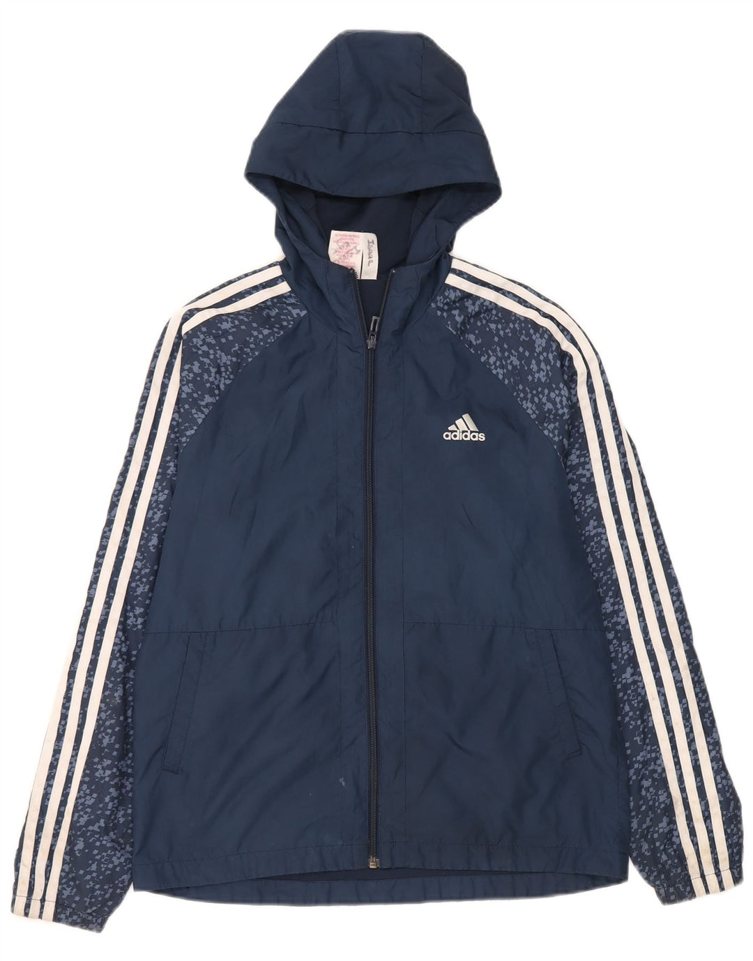 Adidas Jungen-Trainingsanzug mit Kapuze, Top-Jacke, 13–14 Jahre, marineblaues Polyester