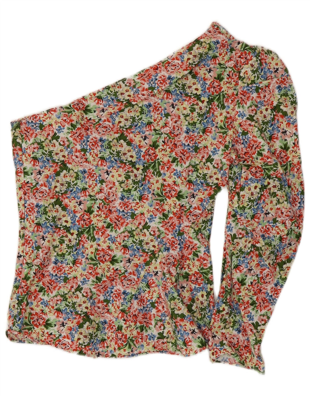ZARA Damen One-Shoulder-Top, Größe S, mehrfarbig, Blumenmuster, UK-Größe 36