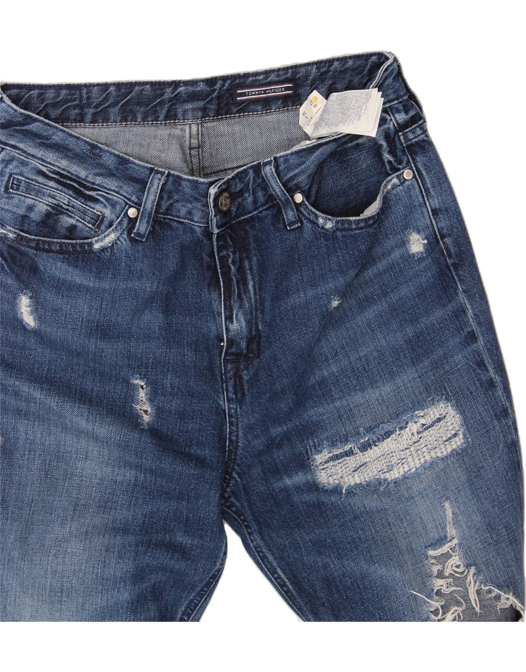 TOMMY HILFIGER Womens Distressed Slim Jeans W27 L26 Blue Cotton Vintage Tommy Hilfiger and Second-Hand Tommy Hilfiger from Messina Hembry 