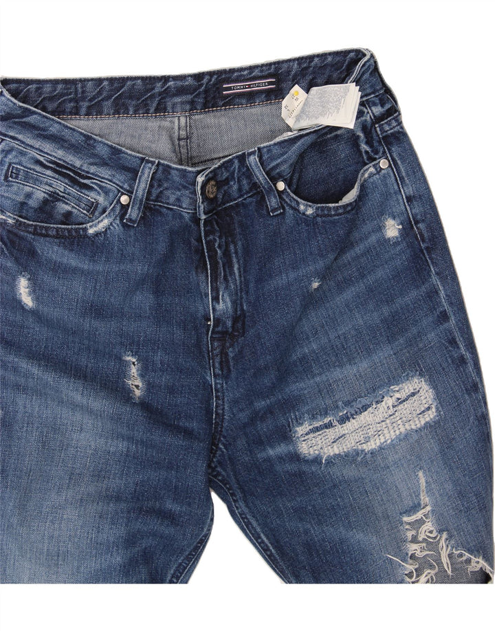 TOMMY HILFIGER Womens Distressed Slim Jeans W27 L26 Blue Cotton Vintage Tommy Hilfiger and Second-Hand Tommy Hilfiger from Messina Hembry 