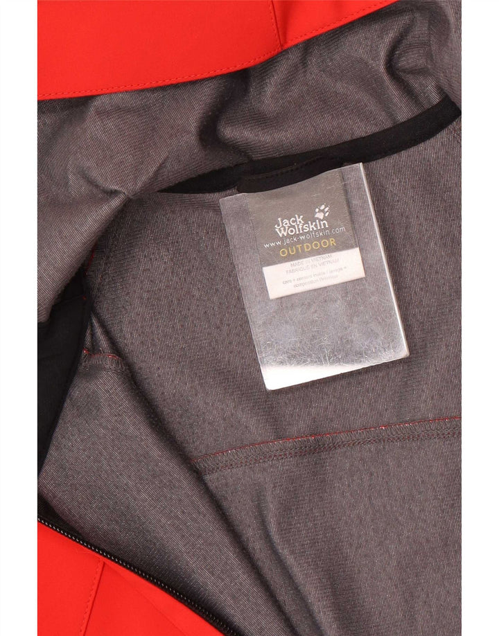 Jack Wolfskin Herren-Regenjacke mit Kapuze, UK 36/38, Mittelrot, Farbblock